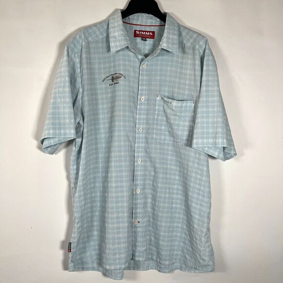 Simms Fishing Shirt 3XL Short Sleeve Button Up Outdoor‎ Camping Saltwater Angler - Picture 2 of 10